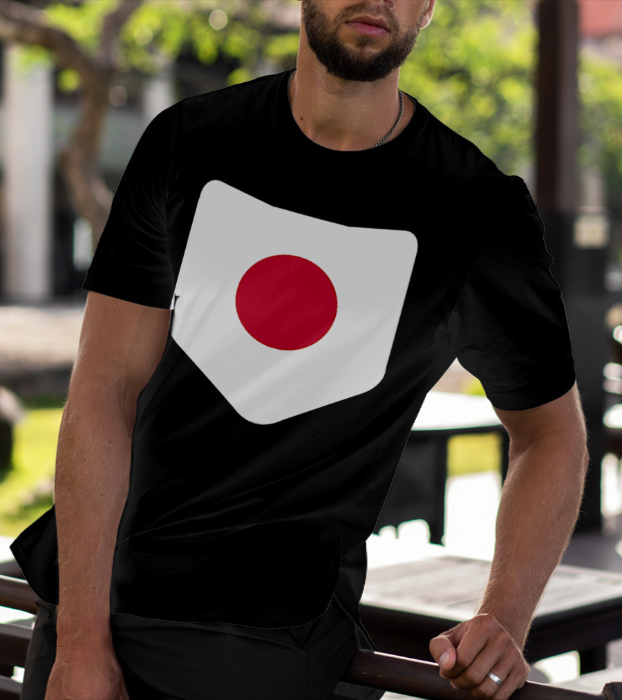 Japan Symbol Emblem With Printed Japanese Flag T-Shirt