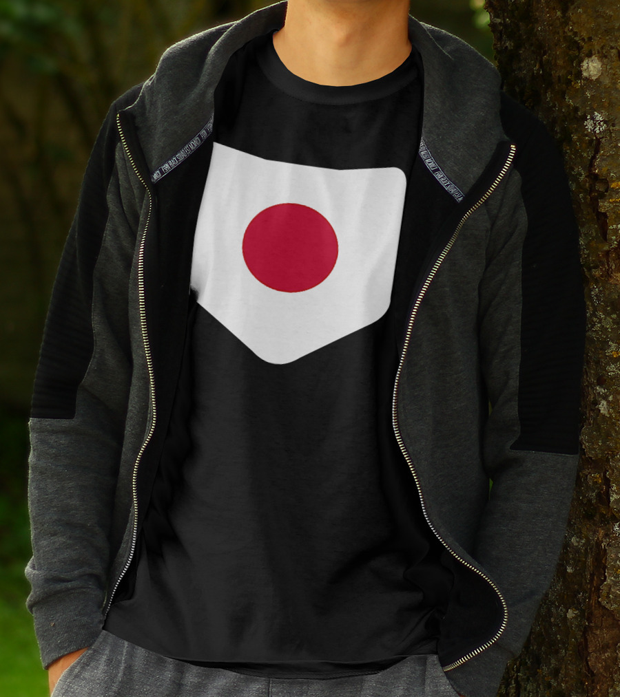 Japan Symbol Emblem With Printed Japanese Flag T-Shirt