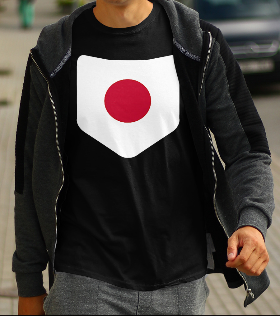 Japan Symbol Emblem With Printed Japanese Flag T-Shirt