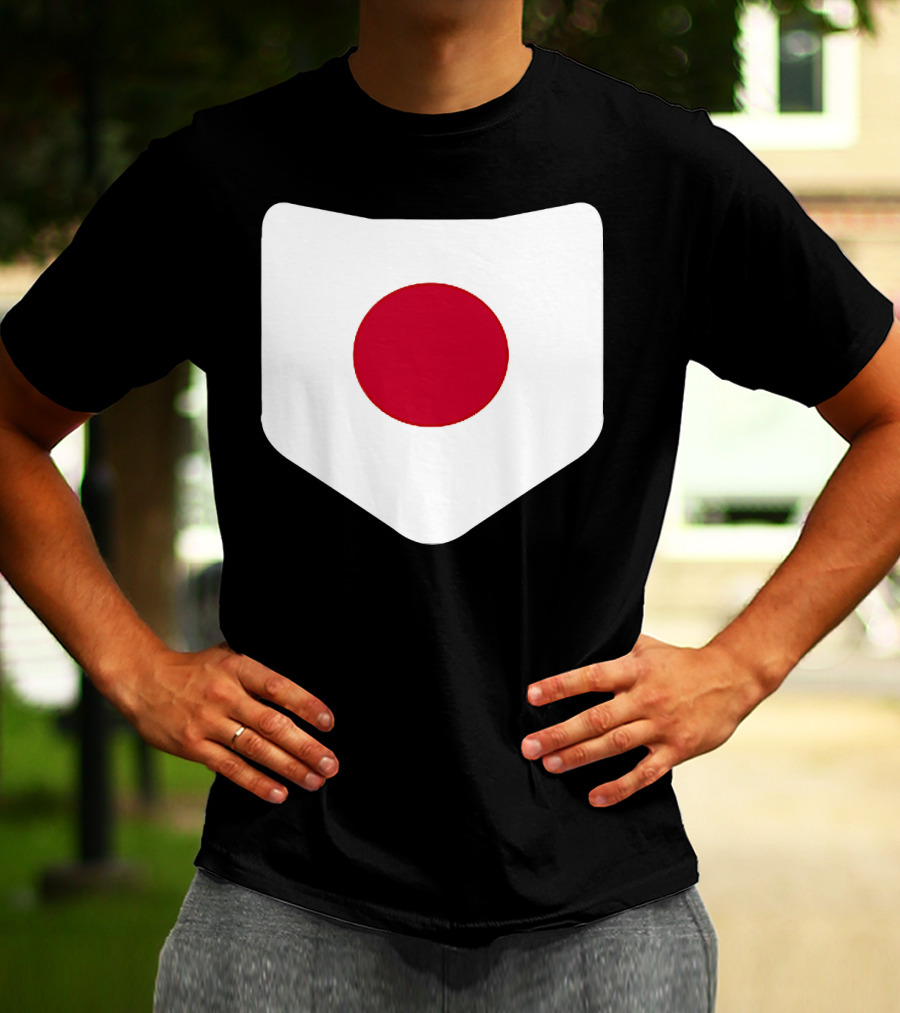 Japan Symbol Emblem With Printed Japanese Flag T-Shirt
