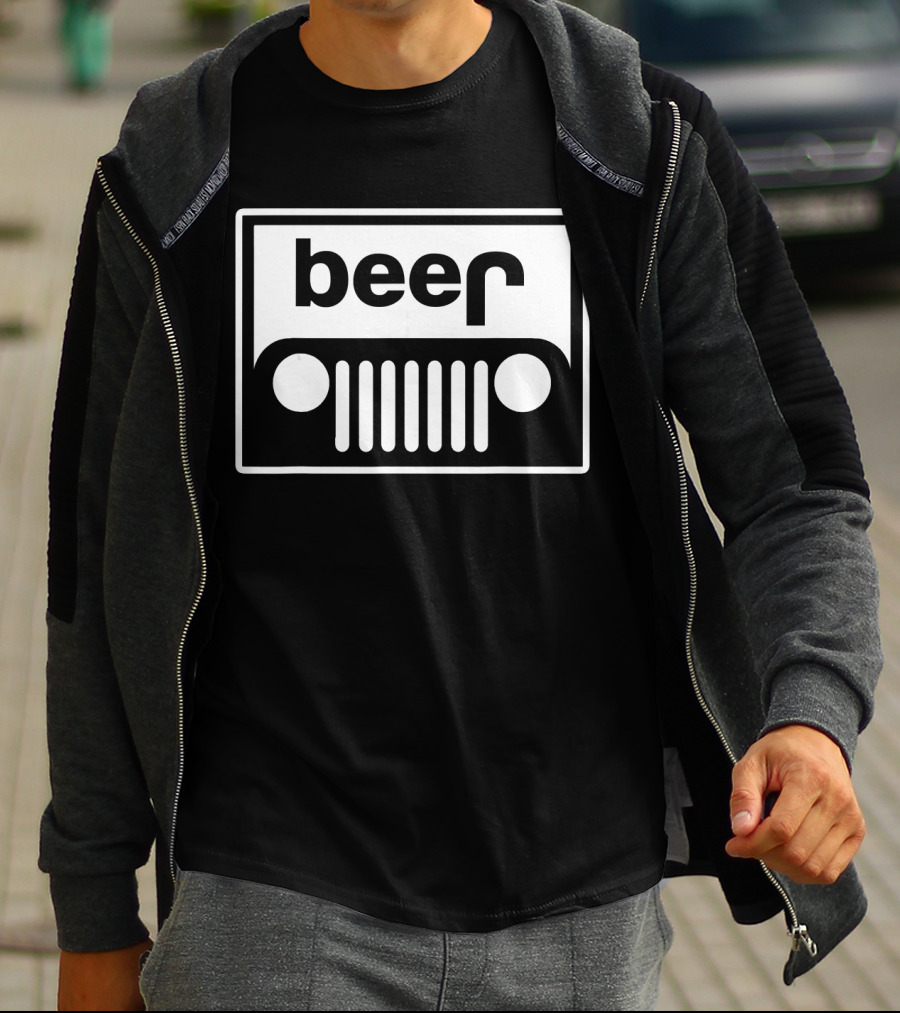 Beer Jeep Grille Parody Funny Upturned Off T-Shirt