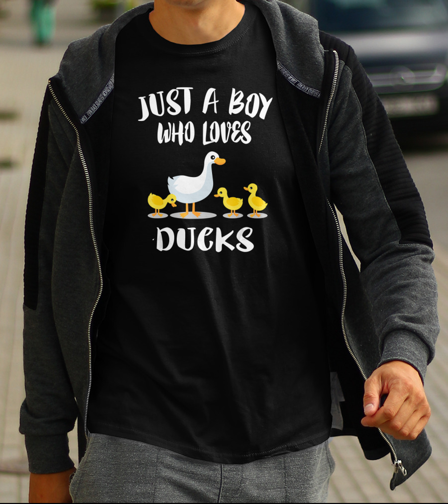 Just A Boy Who Loves Ducks With Duck And Ducklings T-Shirt