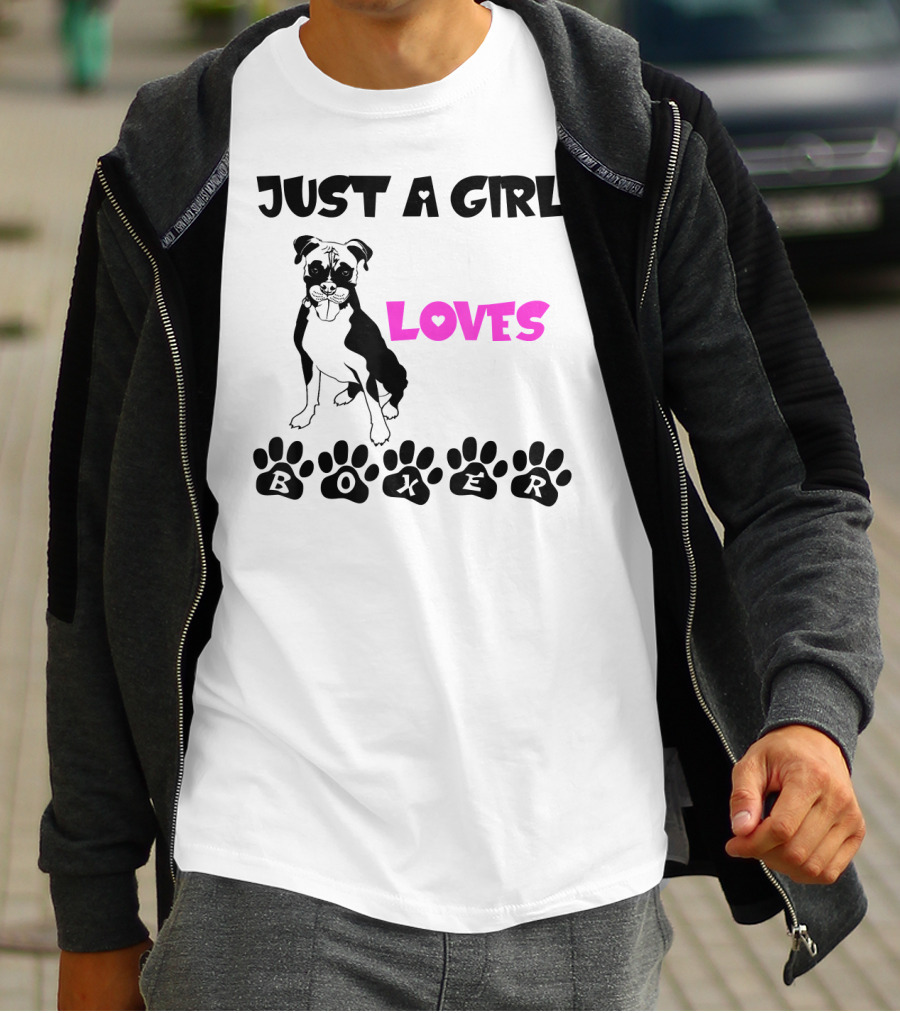 Just A Girl Who Loves Her Boxer Paws T-Shirt
