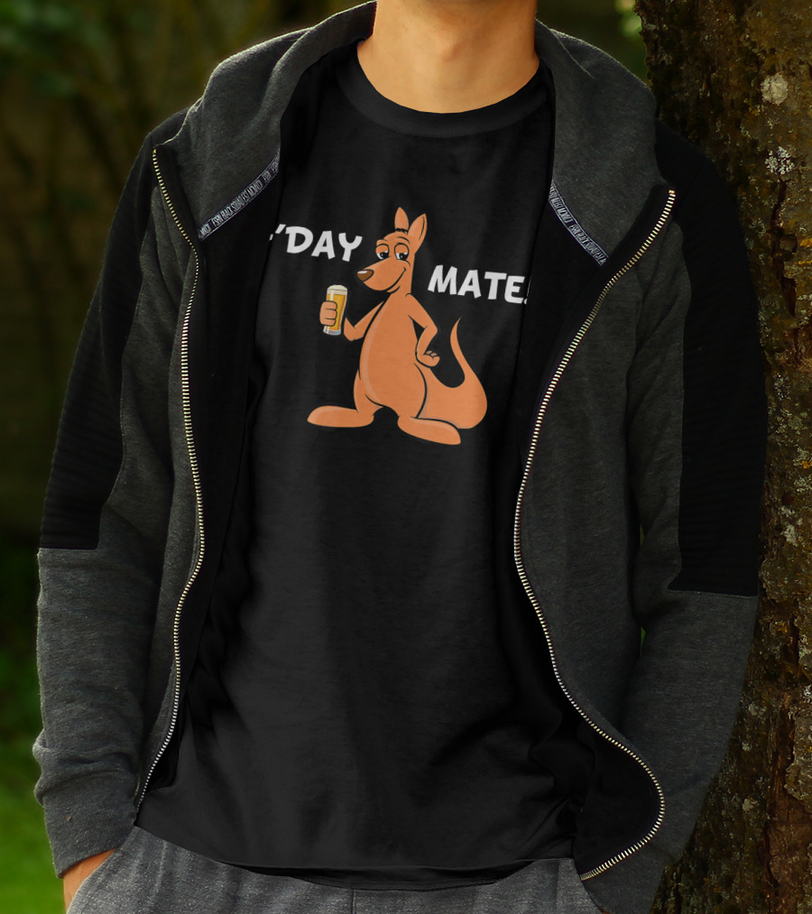 G'Day Mate Kangaroo Holding Beer T-Shirt