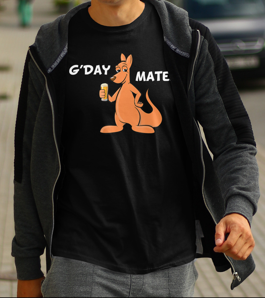 G'Day Mate Kangaroo Holding Beer T-Shirt