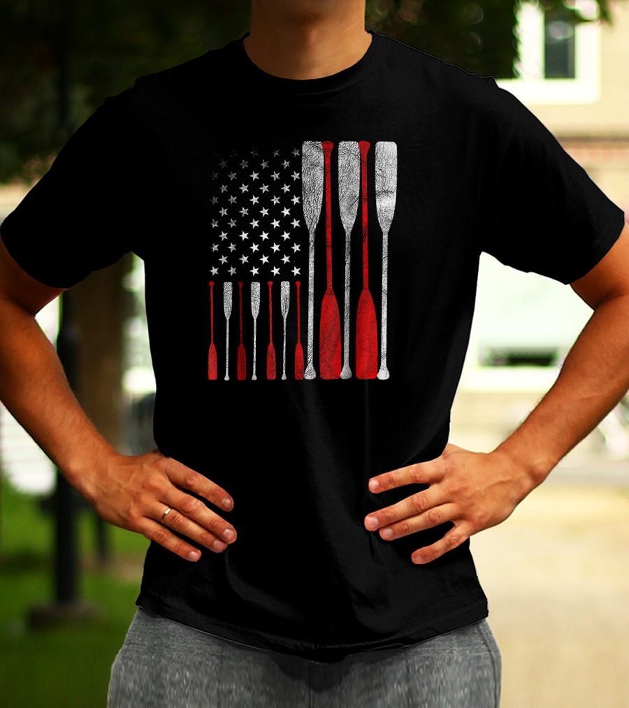American Flag Oars Crew Rowing T-Shirt