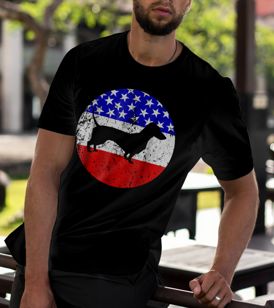 American Flag Dachshund Silhouette T-Shirt