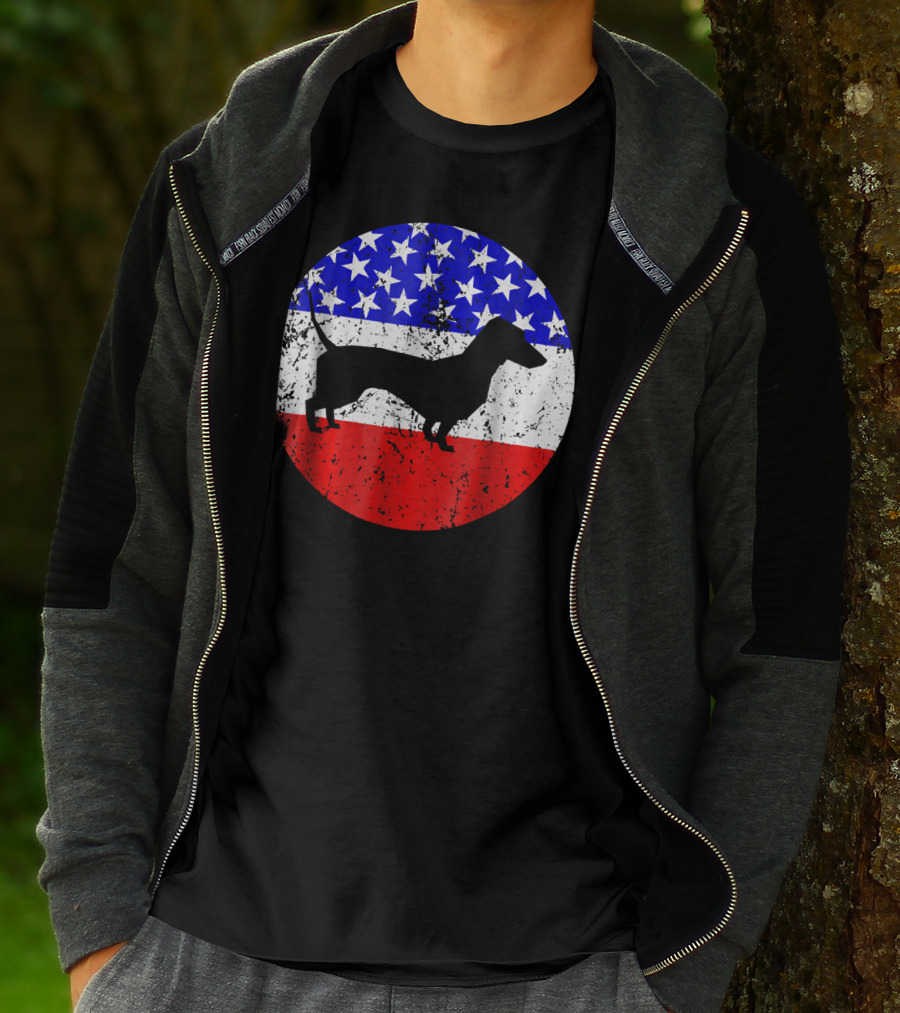 American Flag Dachshund Silhouette T-Shirt