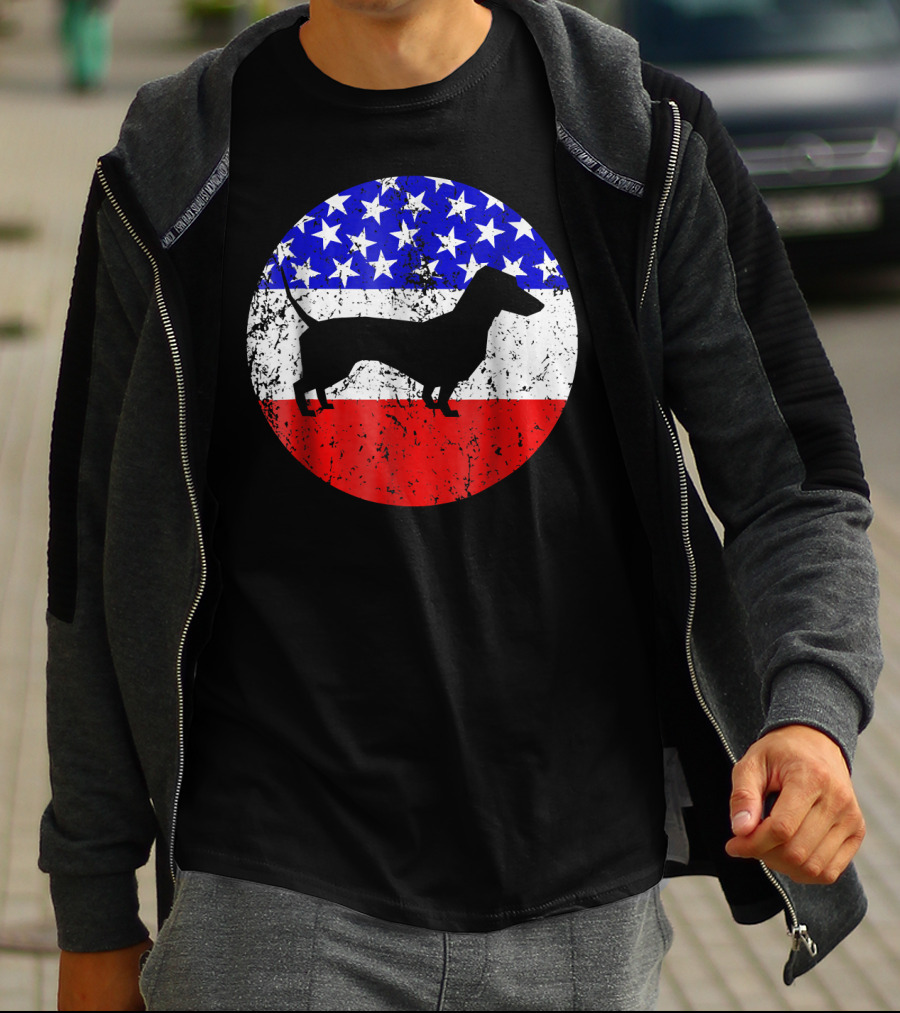 American Flag Dachshund Silhouette T-Shirt