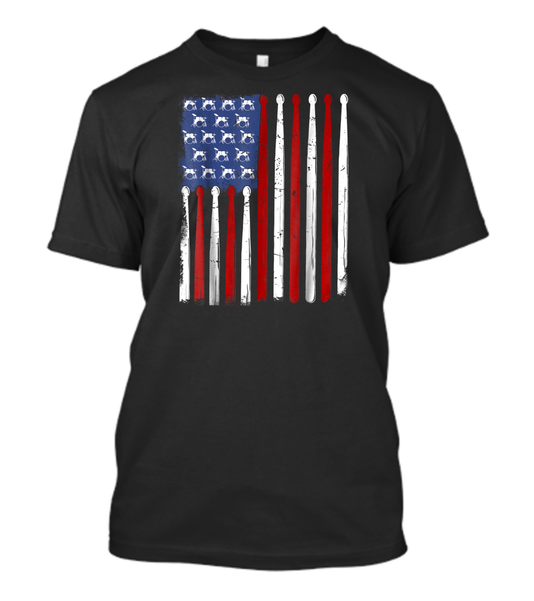 American Flag Made Of Drumsticks Vintage Drummer T-Shirt