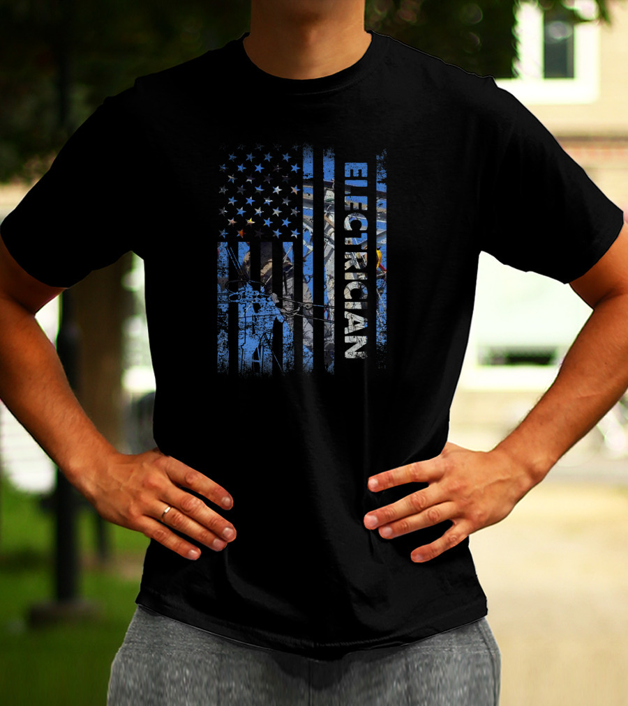 American Flag Electrician Stars And Stripes Patriotic T-Shirt