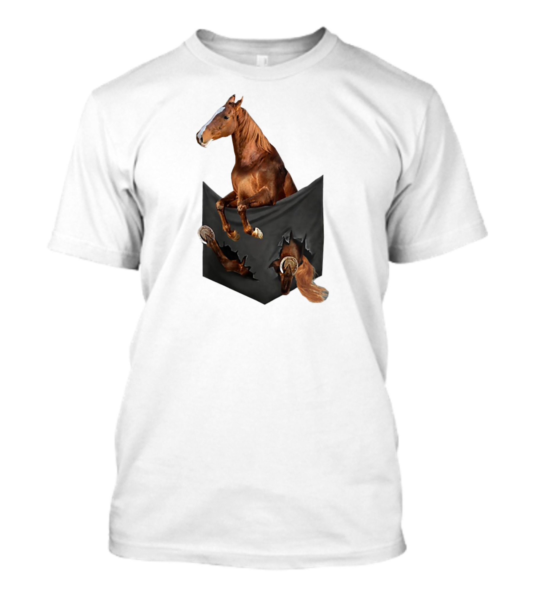American Saddlebred Horse Emerging From Pocket Optical Illusion T-Shirt