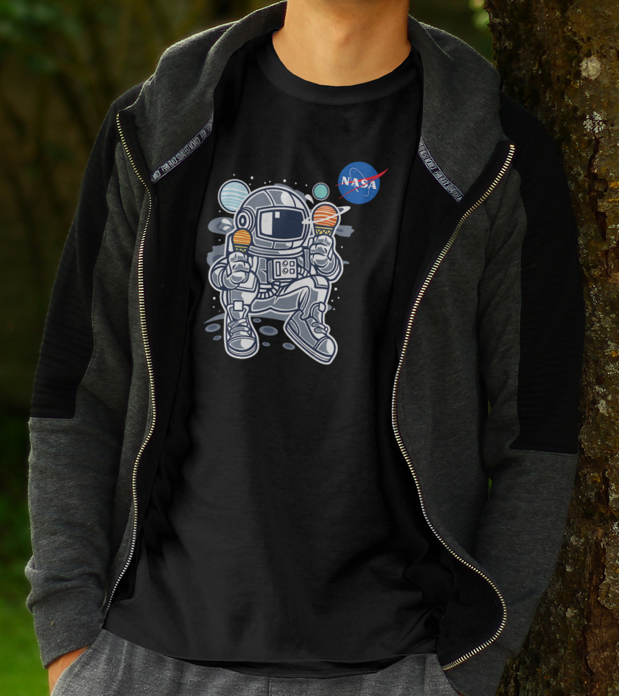 Astronaut Holding Planet Ice Cream NASA T-Shirt