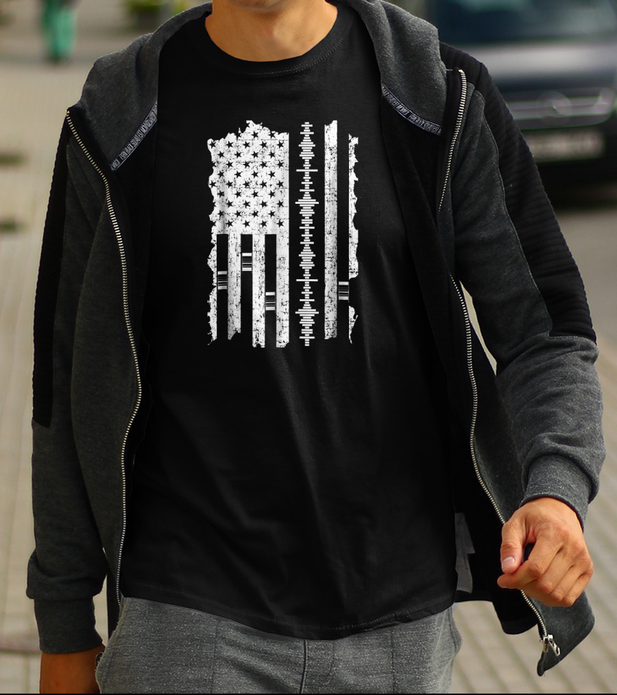 Audio Engineer American Flag Sound Wave Engineer T-Shirt
