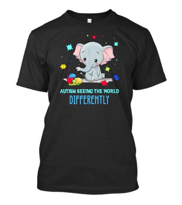 Autism Seeing The World Differently Elephant Puzzle Pieces T-Shirt