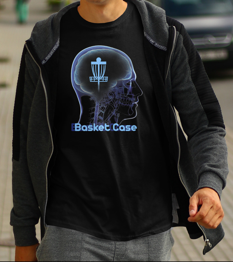 Basket Case Disc Golf Frisbee Target Brain T-Shirt