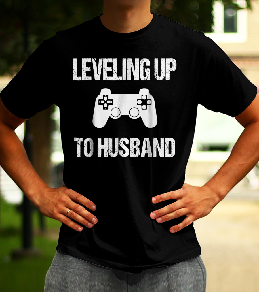 Leveling Up To Husband Engaged Gamer Controller T-Shirt