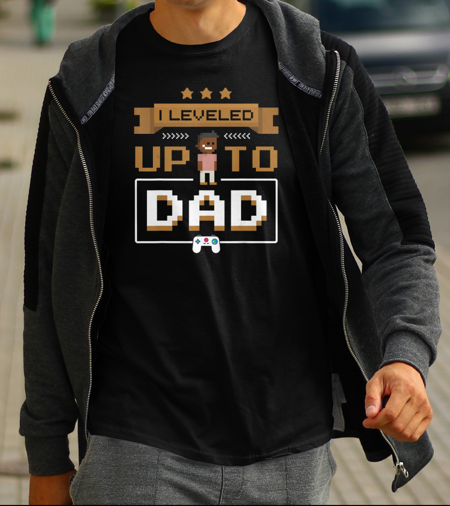 I Leveled Up To Dad Gamer Pixels Controller T-Shirt