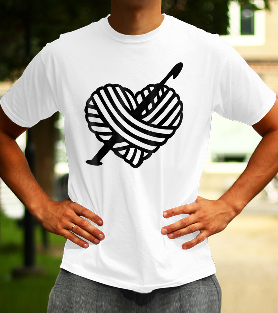 I Love Crochet Yarn Heart With Crochet Hook T-Shirt