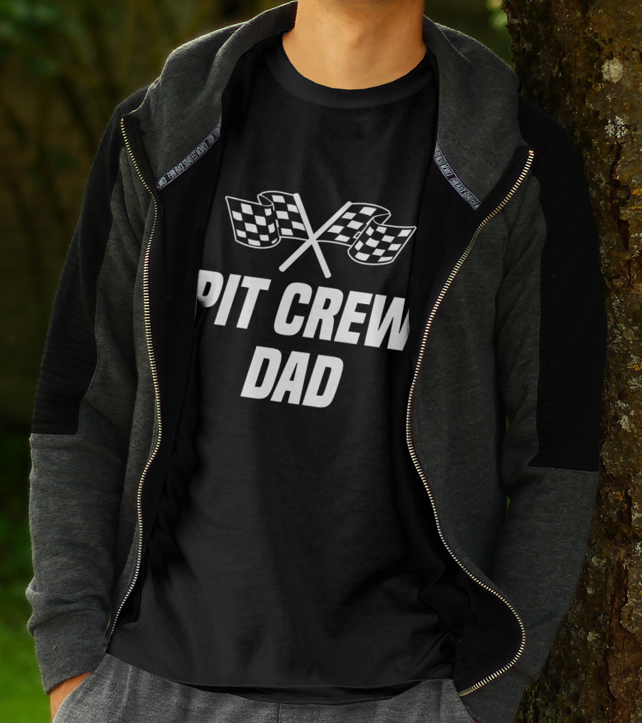 Pit Crew Dad Racing Checkered Flags T-Shirt
