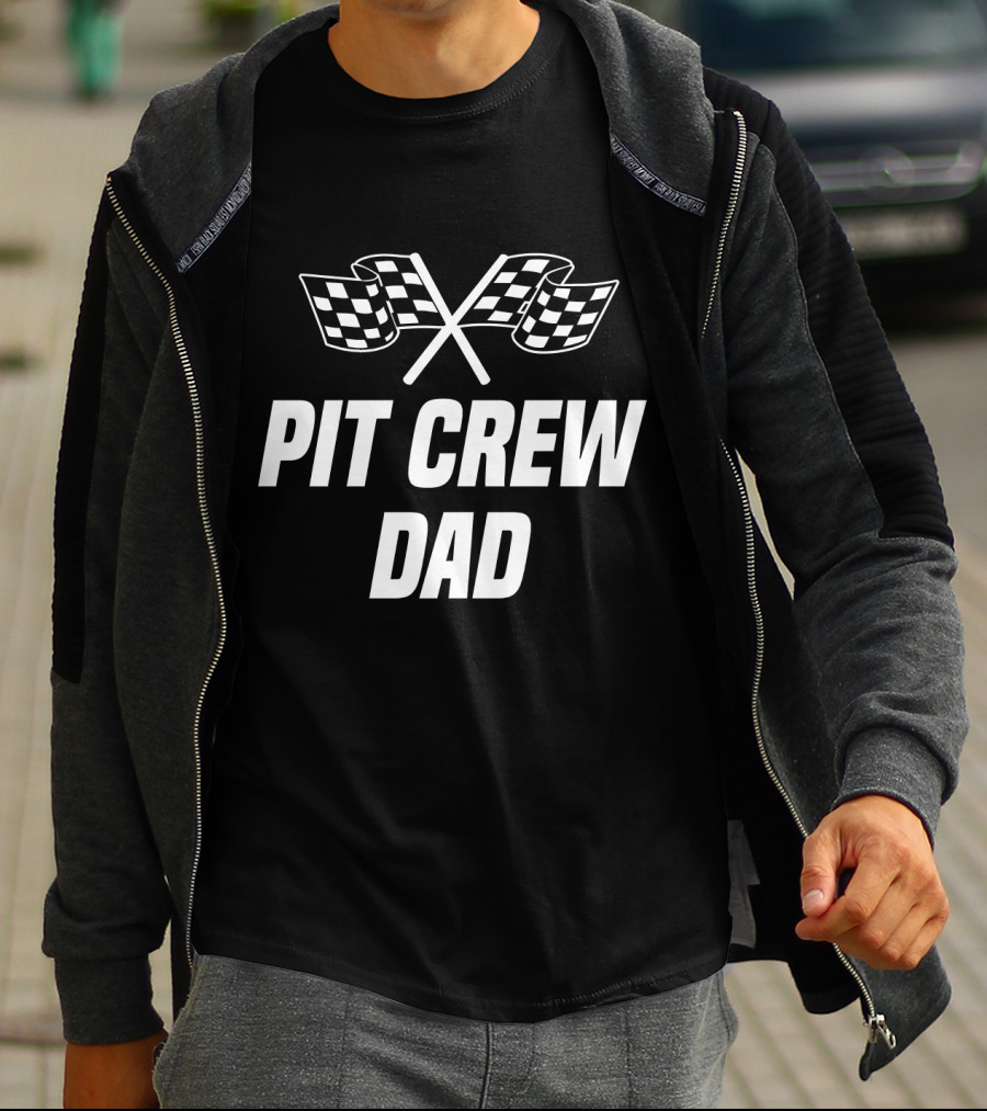 Pit Crew Dad Racing Checkered Flags T-Shirt