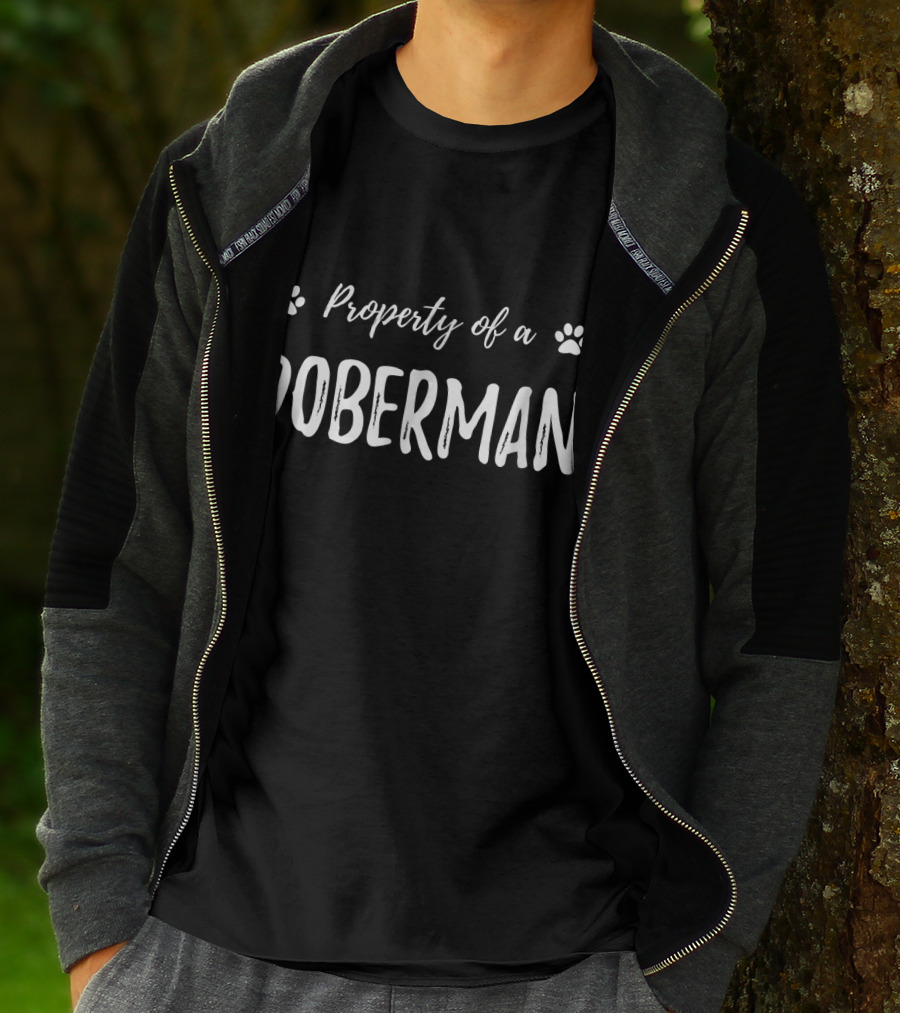 Property Of A Doberman Funny Dog Paw Prints T-Shirt