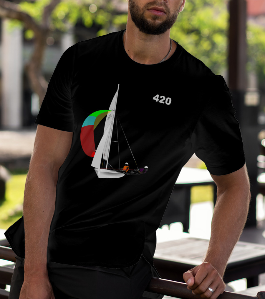 420 Sailing Dinghy Vibrant Spinnaker Racing T-Shirt