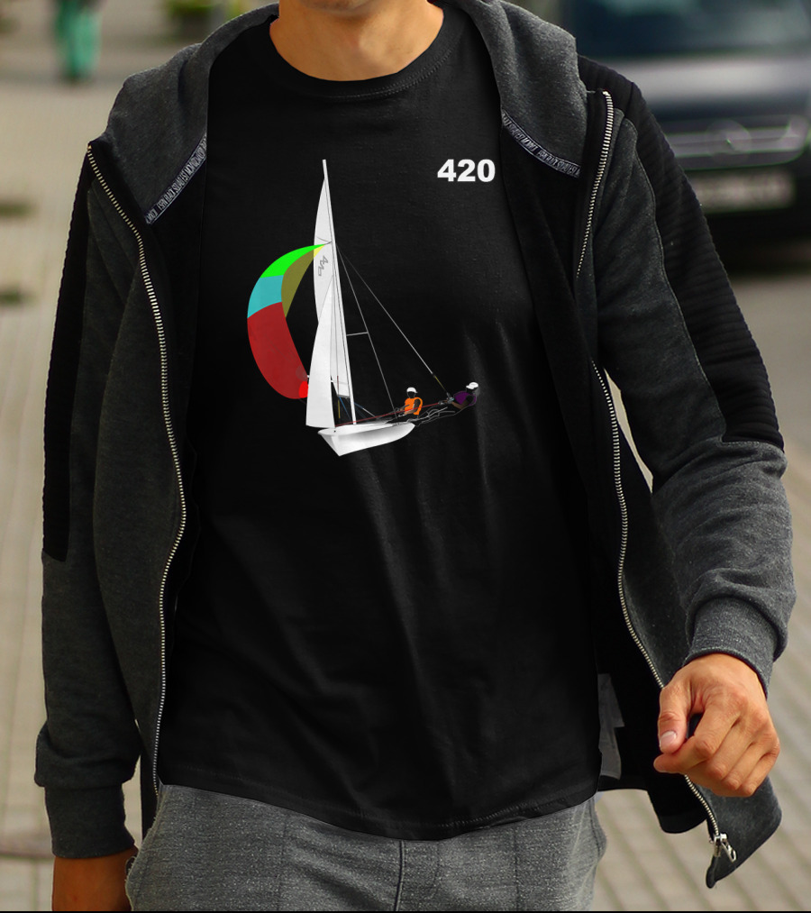 420 Sailing Dinghy Vibrant Spinnaker Racing T-Shirt