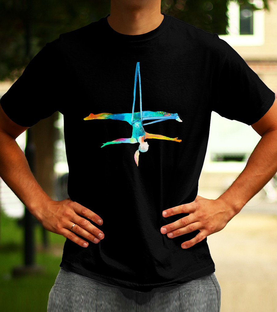 Aerial Silk Yoga Rainbow Pose T-Shirt