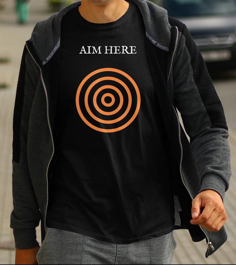 Aim Here Bullseye Target Funny Creative Bull T-Shirt