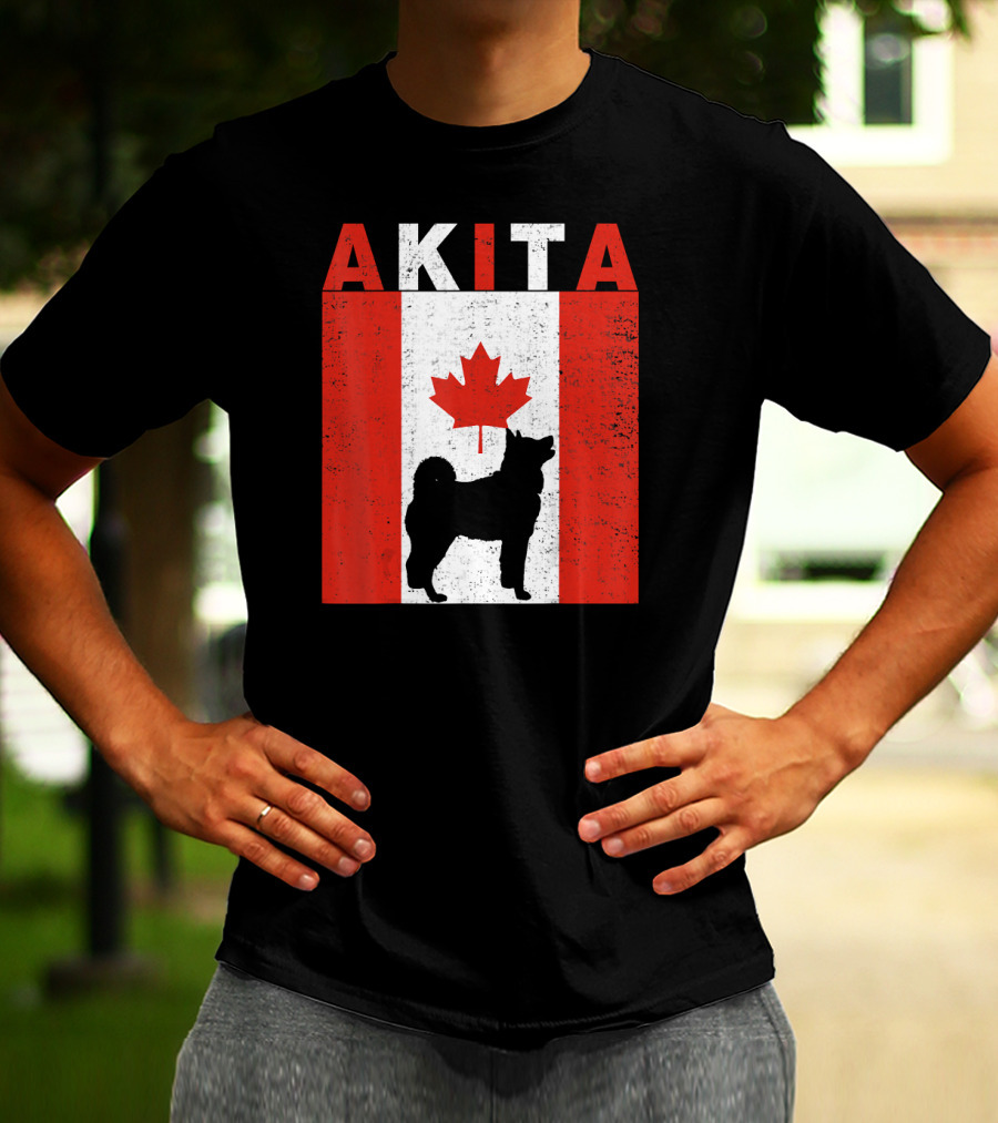AKITA AKITA Canadian Flag Maple Leaf Dog T-Shirt