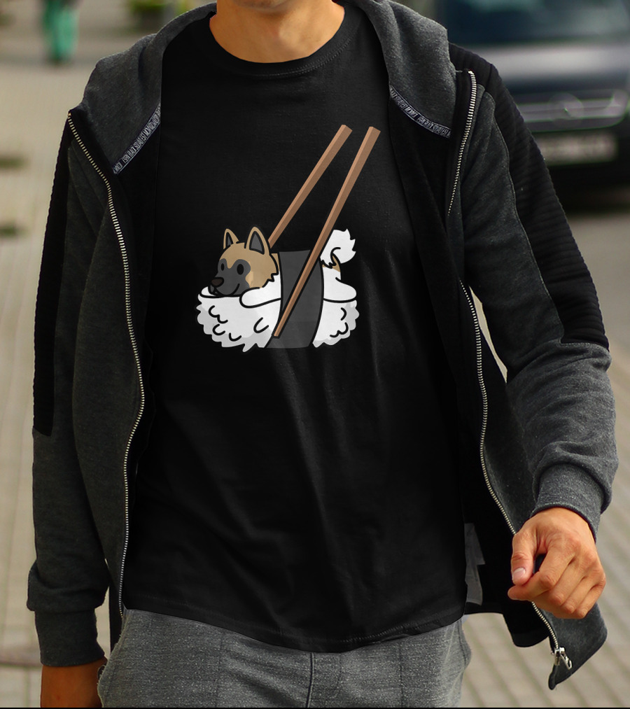 Akita Inu Sushi Roll With Chopsticks Funny Dog T-Shirt