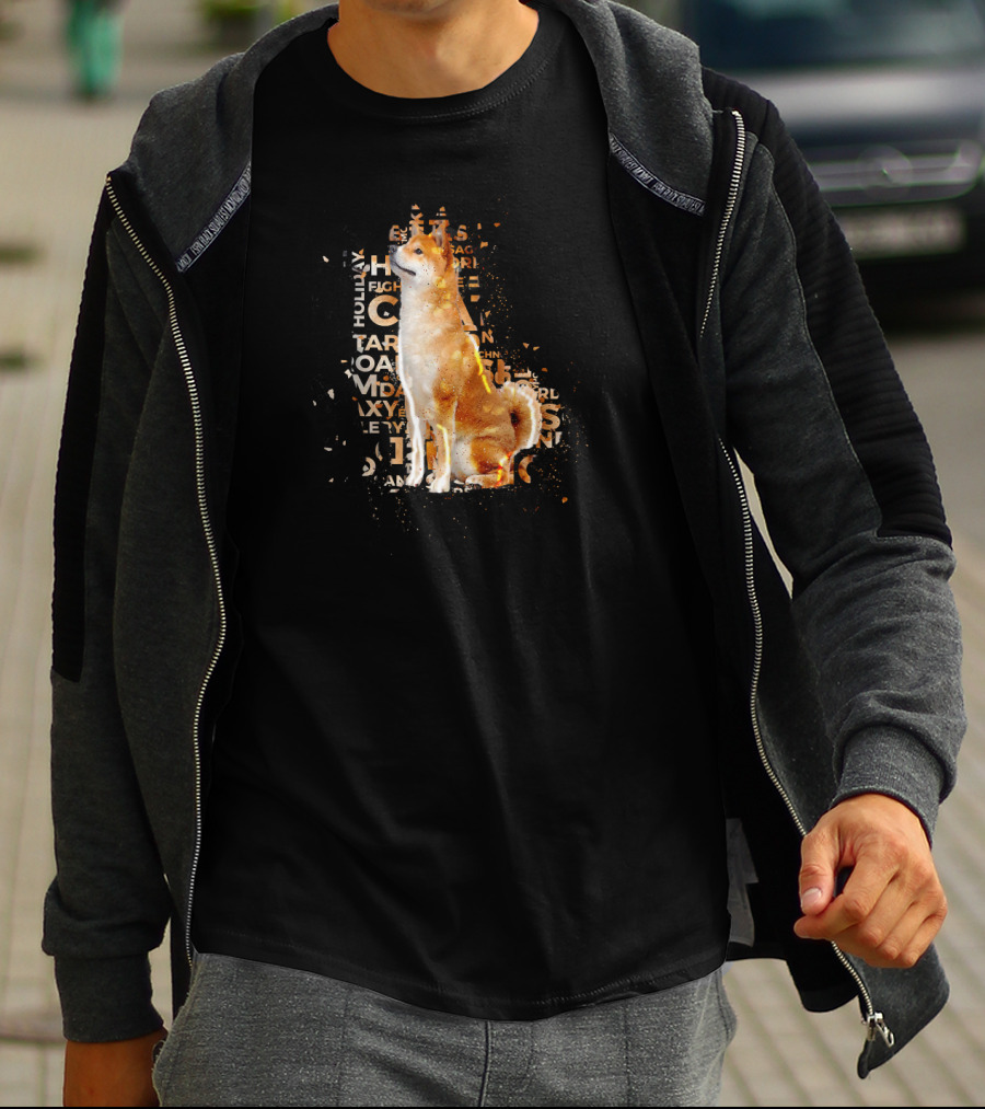 Akita Typography Awe With Text Collage And Dog T-Shirt