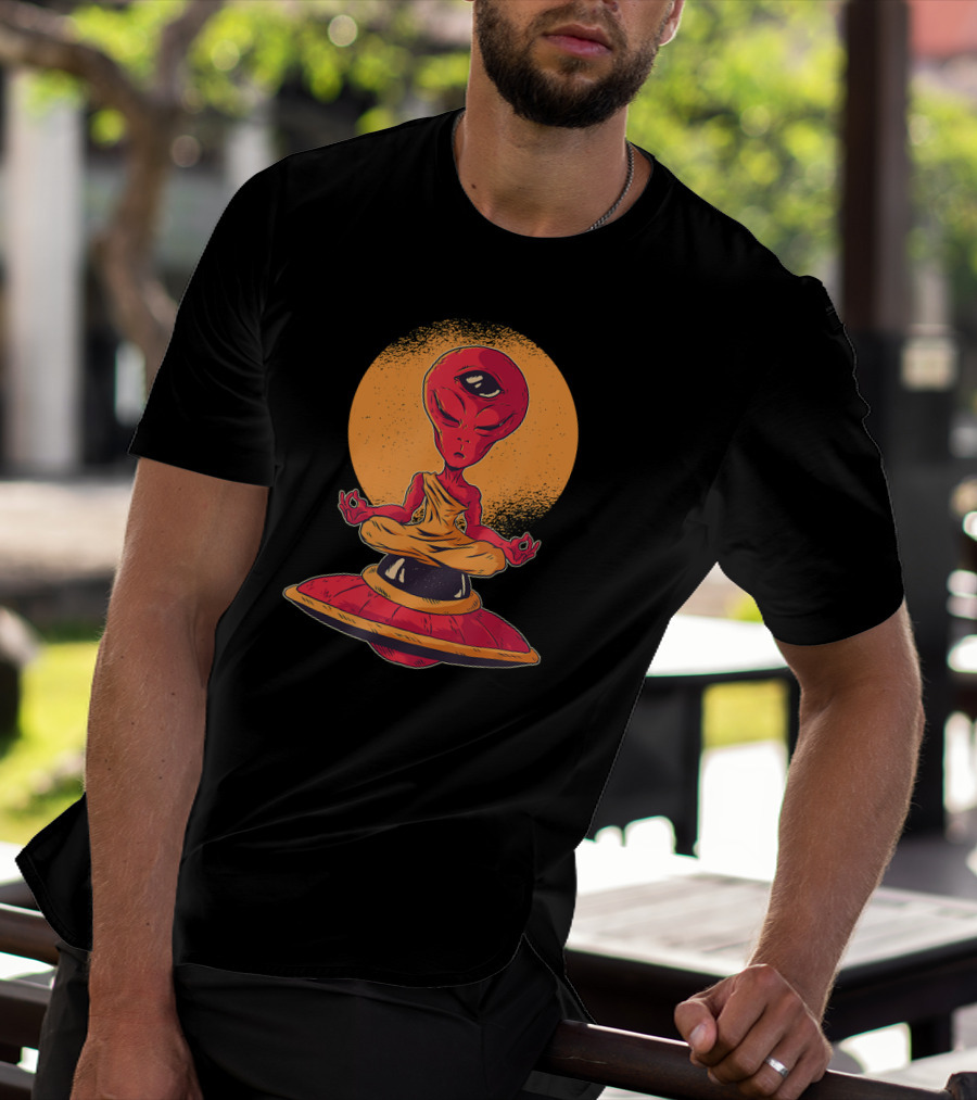 Alien Monk Meditation With Third Eye UFO Enlightenment T-Shirt