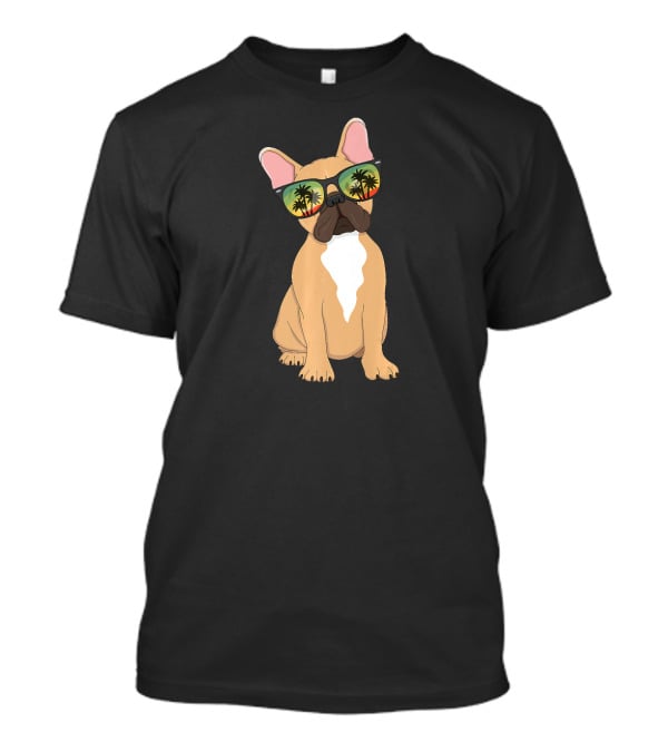 Aloha Beach French Bulldog With Vintage Sunglasses And Palm Trees T-Shirt