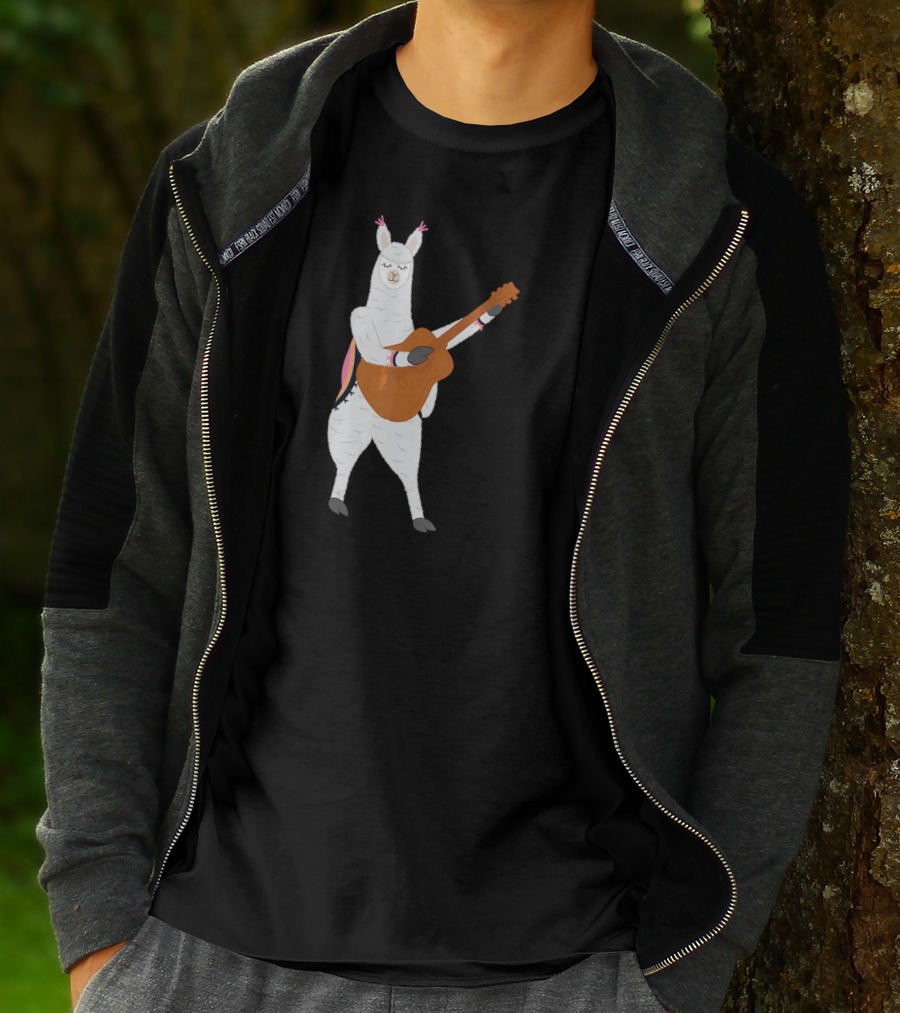 Alpaca Playing Classical Guitar Music With Llama T-Shirt