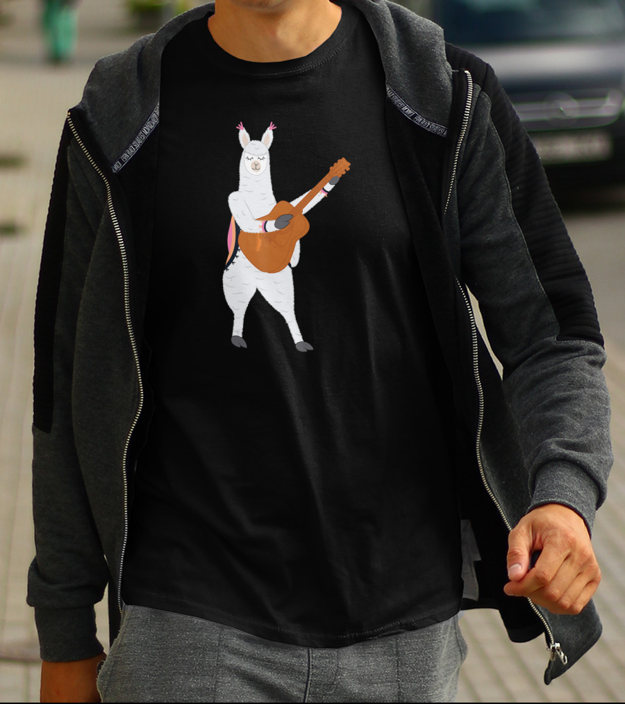 Alpaca Playing Classical Guitar Music With Llama T-Shirt
