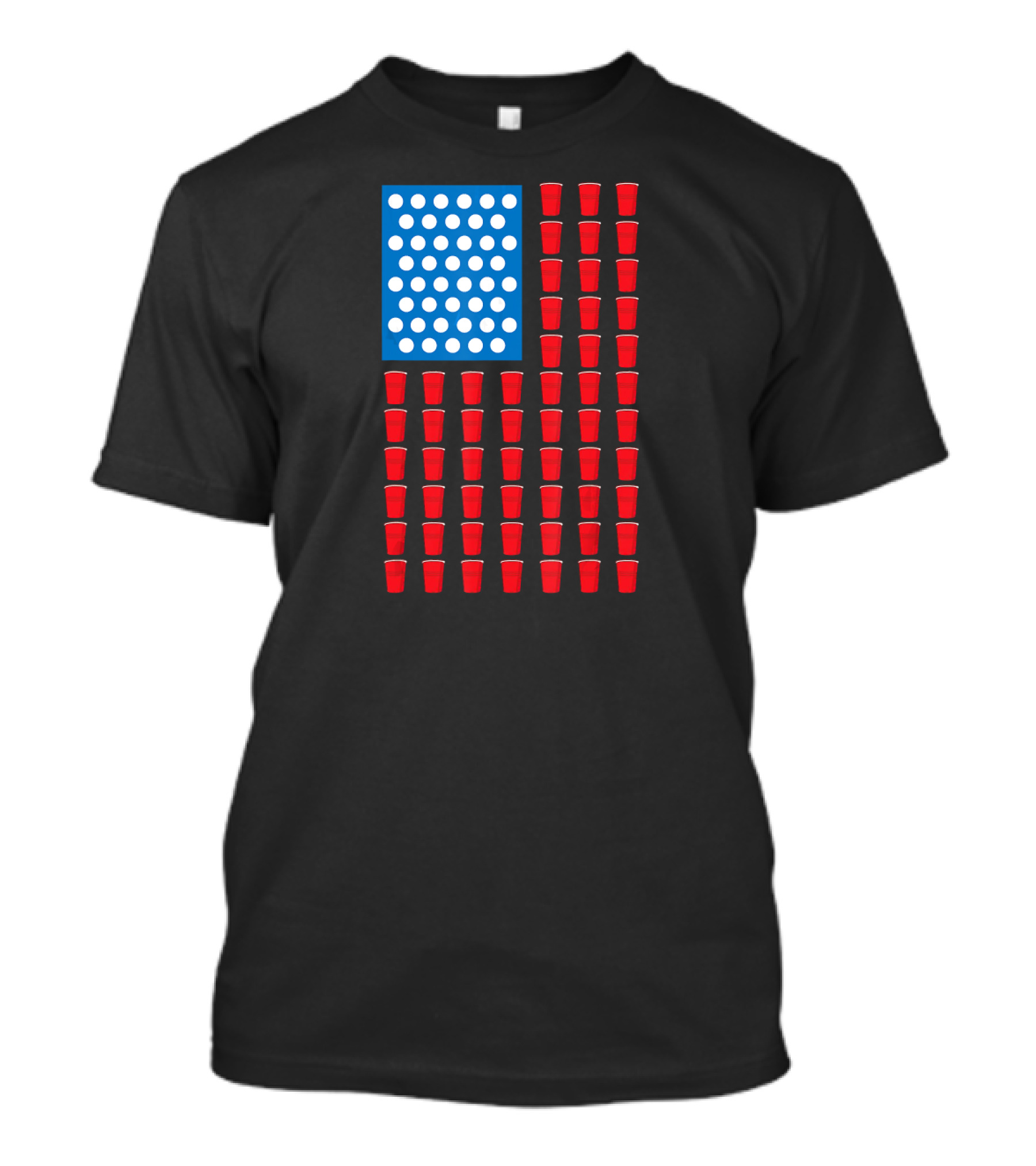 American Flag Beer Pong Red Cup Pattern Patriotic Party T-Shirt