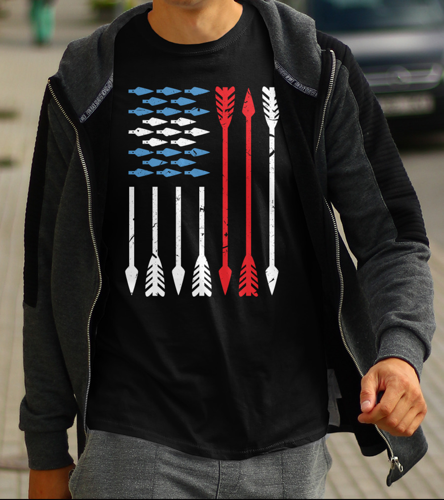 American Flag Arrow Archery Vintage Distressed Stars And Stripes Arrows T-Shirt