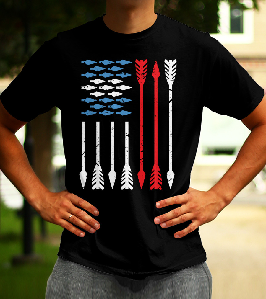 American Flag Arrow Archery Vintage Distressed Stars And Stripes Arrows T-Shirt