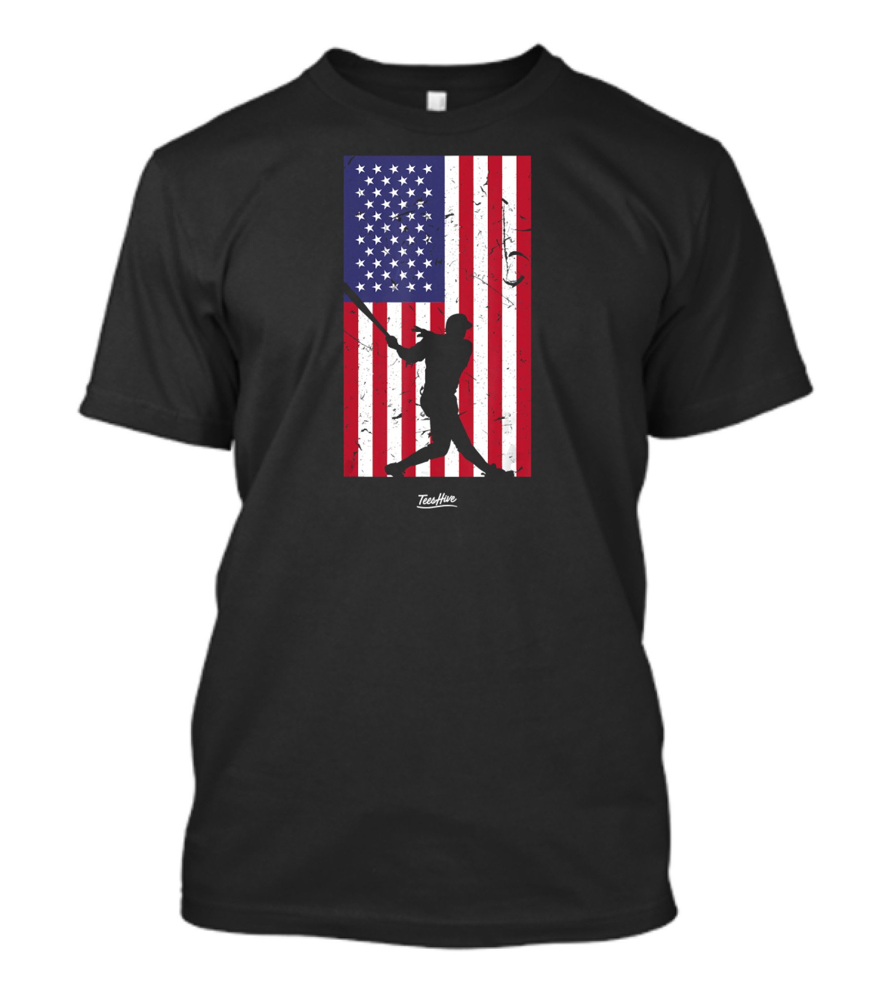 American Flag Baseball Silhouette TeeHive T-Shirt