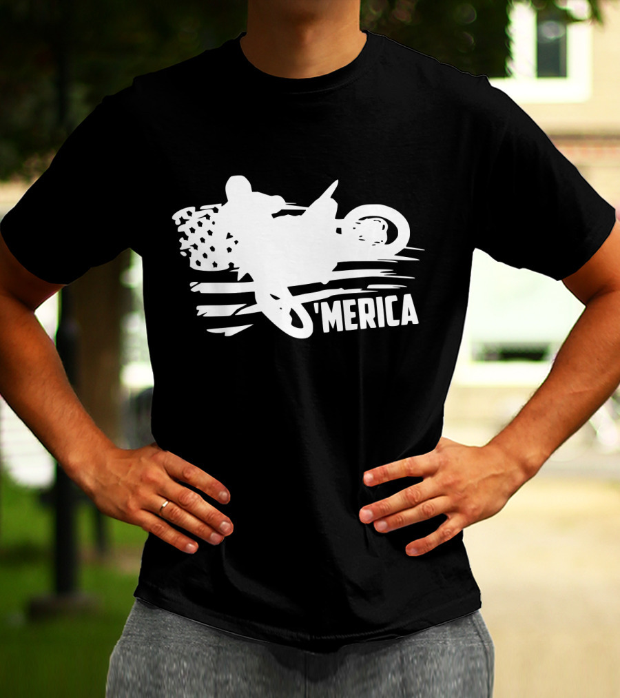American Flag Dirt Bike 'Merica T-Shirt