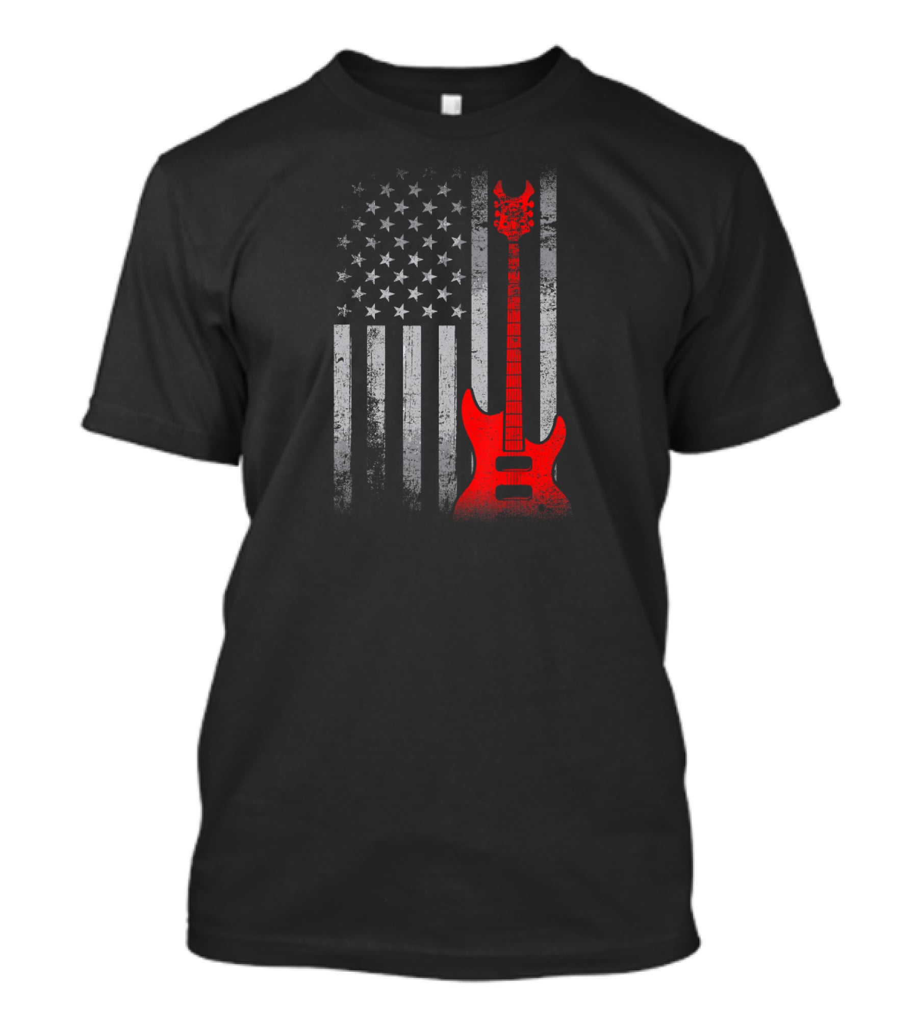 American Flag Patriotic Guitar Design USA Flag Guitar T-Shirt