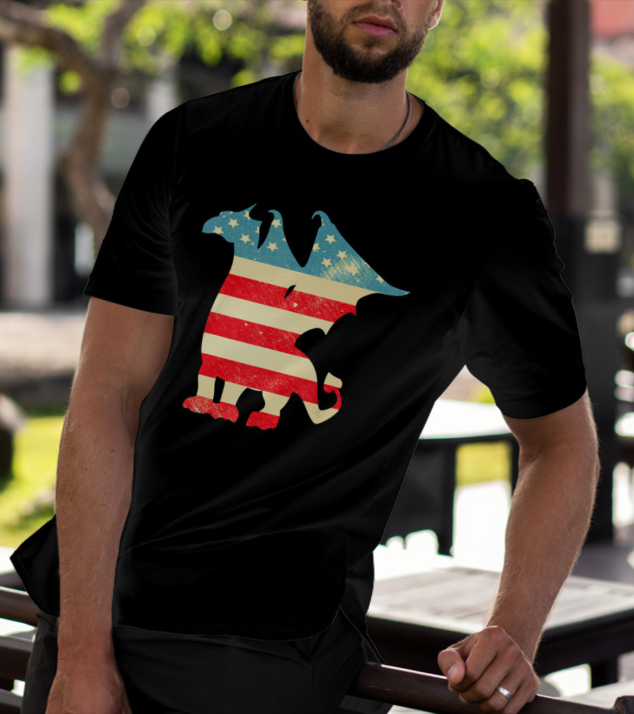 American Flag Vintage Dragon T-Shirt