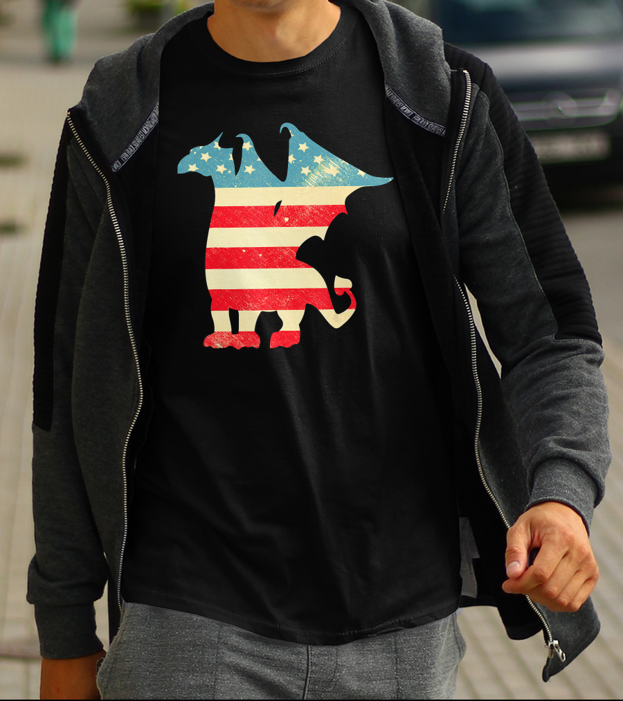 American Flag Vintage Dragon T-Shirt