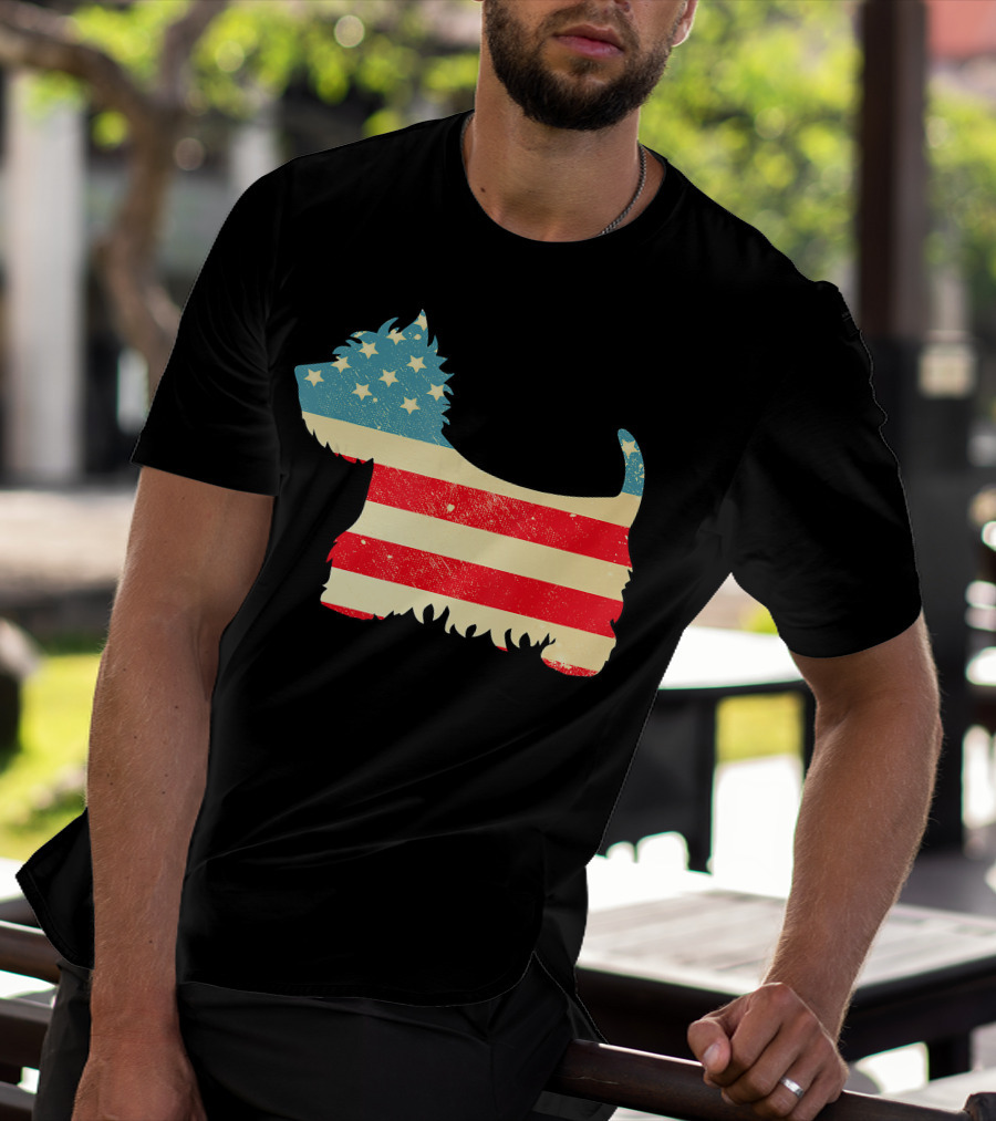 American Flag Vintage Westie T-Shirt