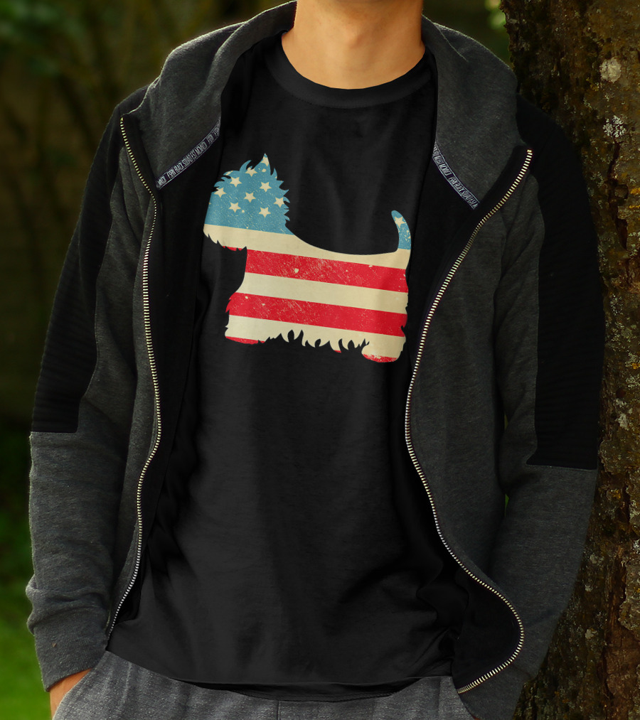American Flag Vintage Westie T-Shirt