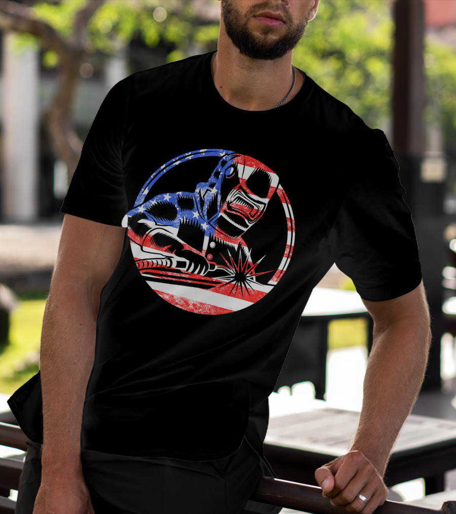 American Flag Welding USA Worker Welder T-Shirt