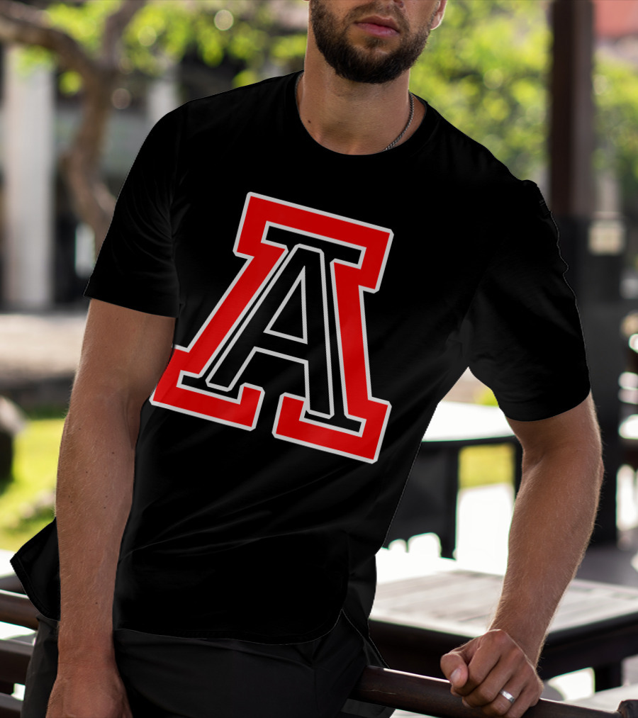 American Fork High School Bold Red And Black Letter A T-Shirt