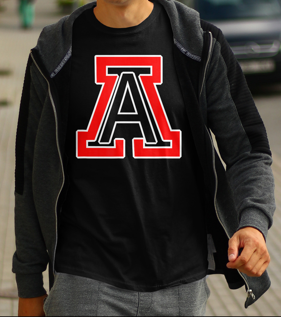 American Fork High School Bold Red And Black Letter A T-Shirt
